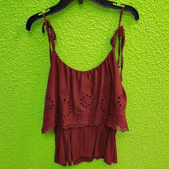 Daytrip Brown Sleeveless Tie Front Tiered Camisole - Picture 3 of 3